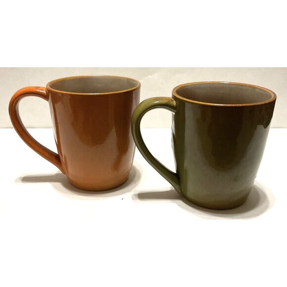 OWL COFFEE TEA CUP MUG LOT OF 2 ORANGE TAN CERAMIC BY ELITE COUTURE 4.5" - Picture 3 of 6